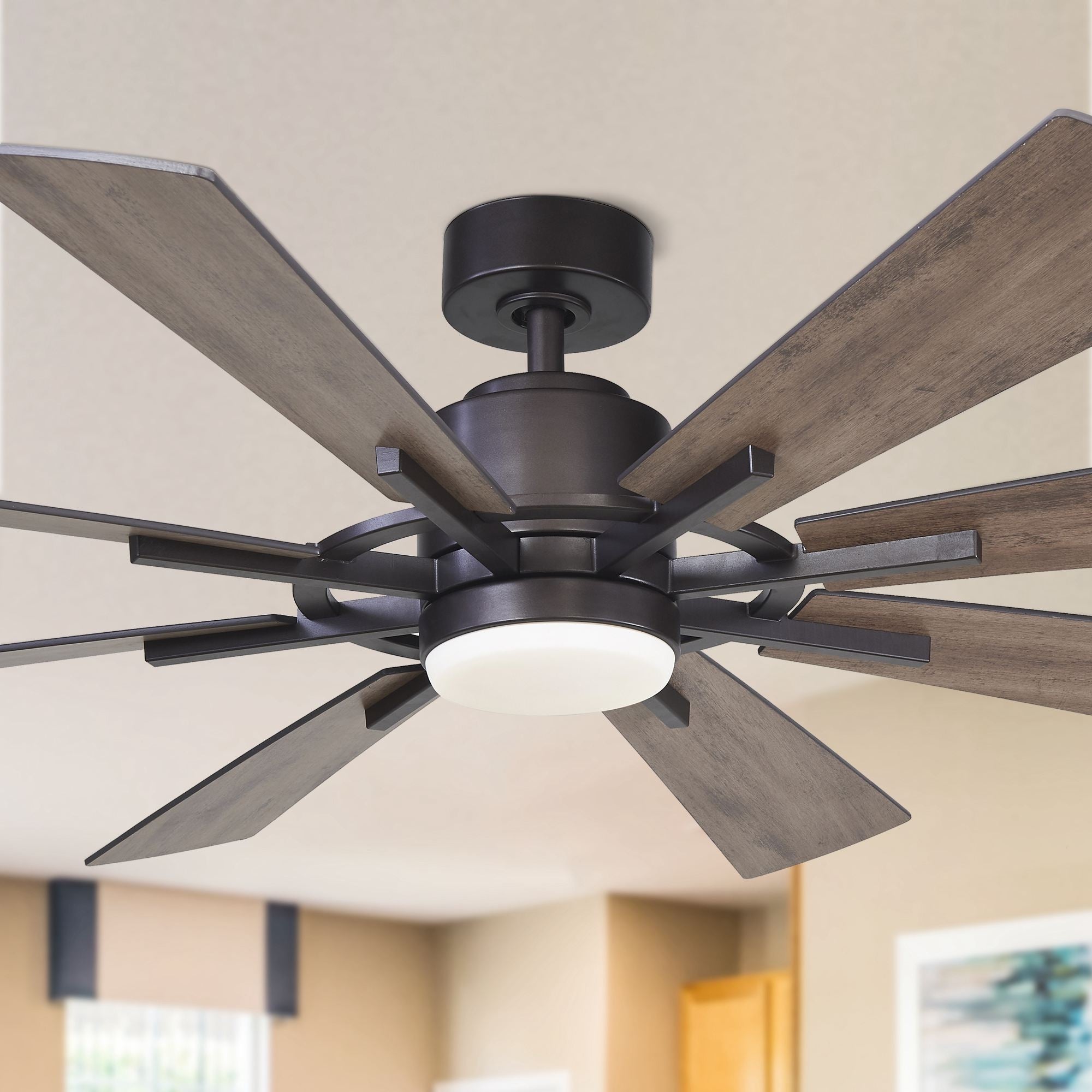 Farmhouse Wooden 8-Blades LED Large Ceiling Fan with Remote Control - 60 Inches Shopping - The Best Deals on Ceiling Fans | 38580872