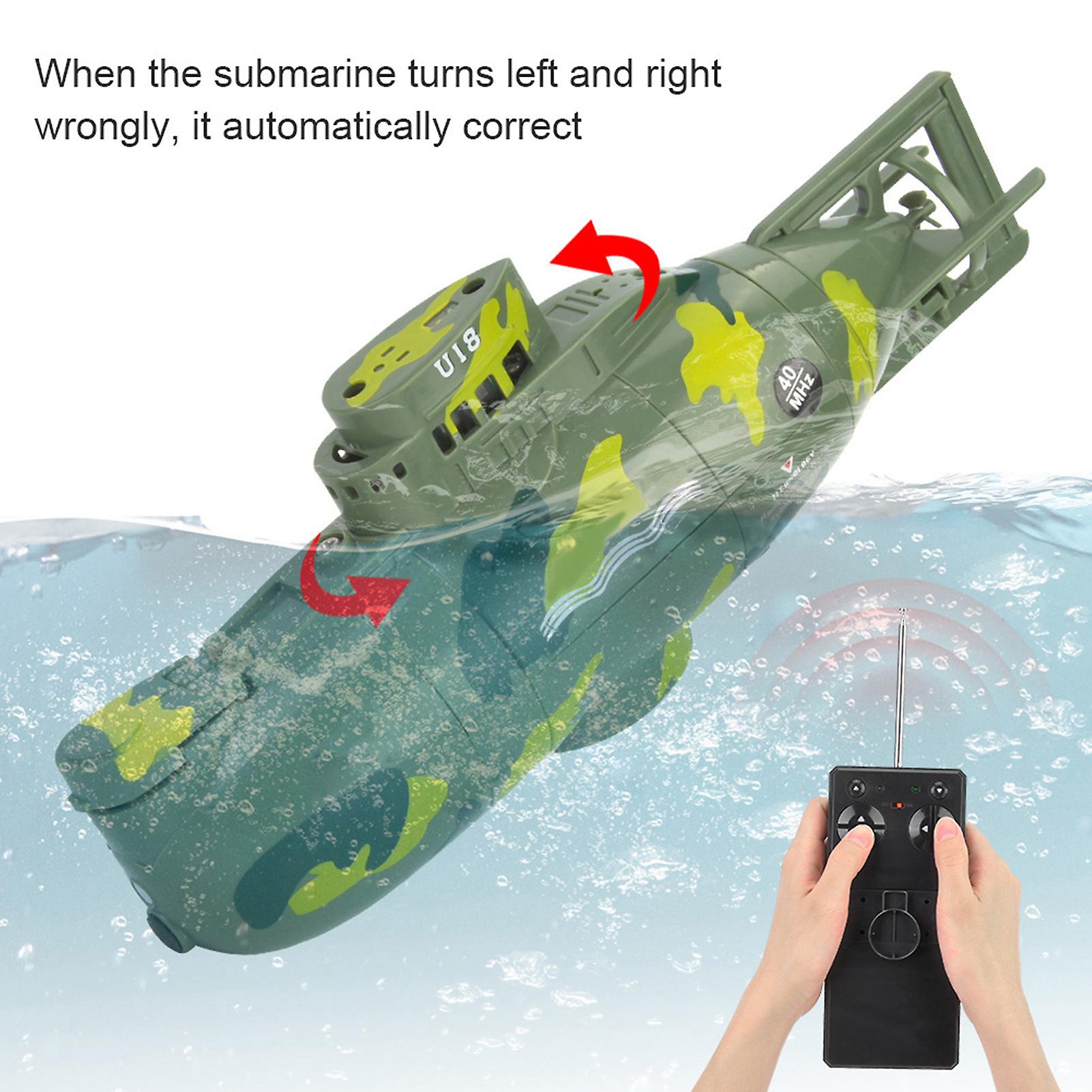 Mini Simulation Military Remote Control 6 Channel Submarine Toy Model (green)