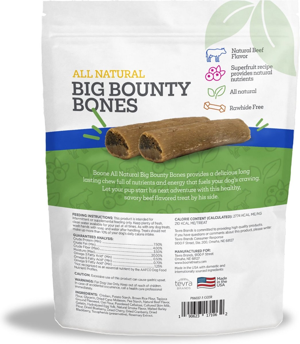 Boone Bounty Big Bones Natural Beef Flavor Dog Treats， 16-oz bag