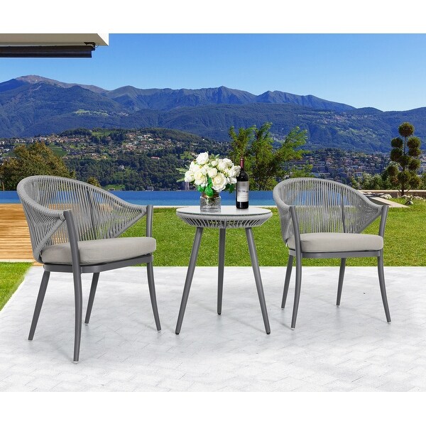 NUU GARDEN 3Piece Aluminum Patio Furniture Bistro Set with Cushions