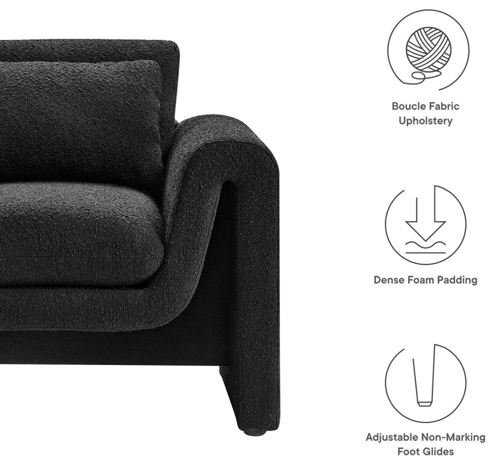 Waverly Boucle Upholstered Armchair   Black   Transitional   Armchairs And Accent Chairs   by First of a Kind USA Inc  Houzz