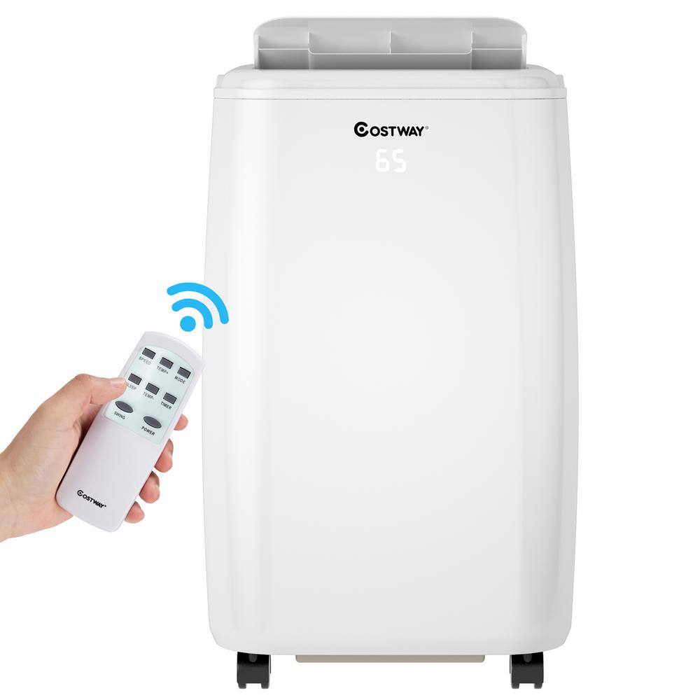 Costway 6000 BTU(DOE) 10000 BTU (ASHRAE) Portable Air Conditioner 350 sq. ft. with Dehumidifier with Remote in White ES10043