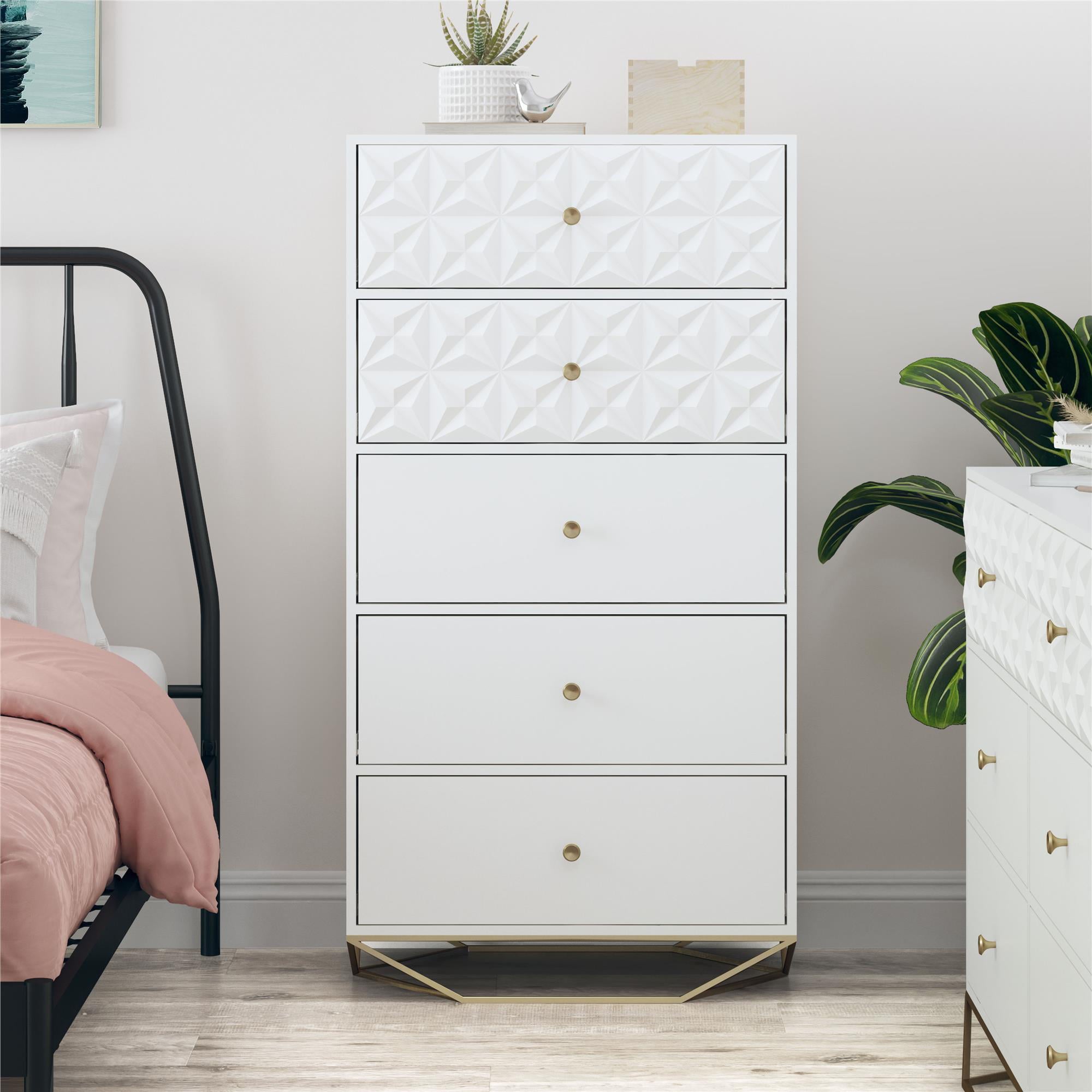 CosmoLiving by Cosmopolitan Blair 5 Drawer Dresser, White