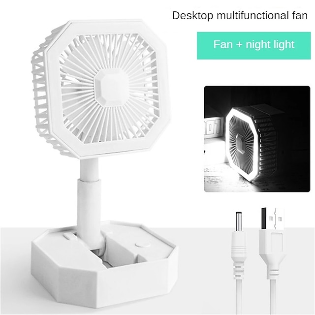 Portable Fan Rechargeable Adjustable Height Angle With LED Light USB Foldable Mini Fan Personal Fan for Travel Office Home