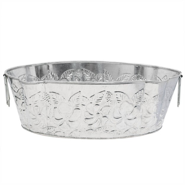 Vintage Embossed Oval Steel Tub Silver Achla Designs