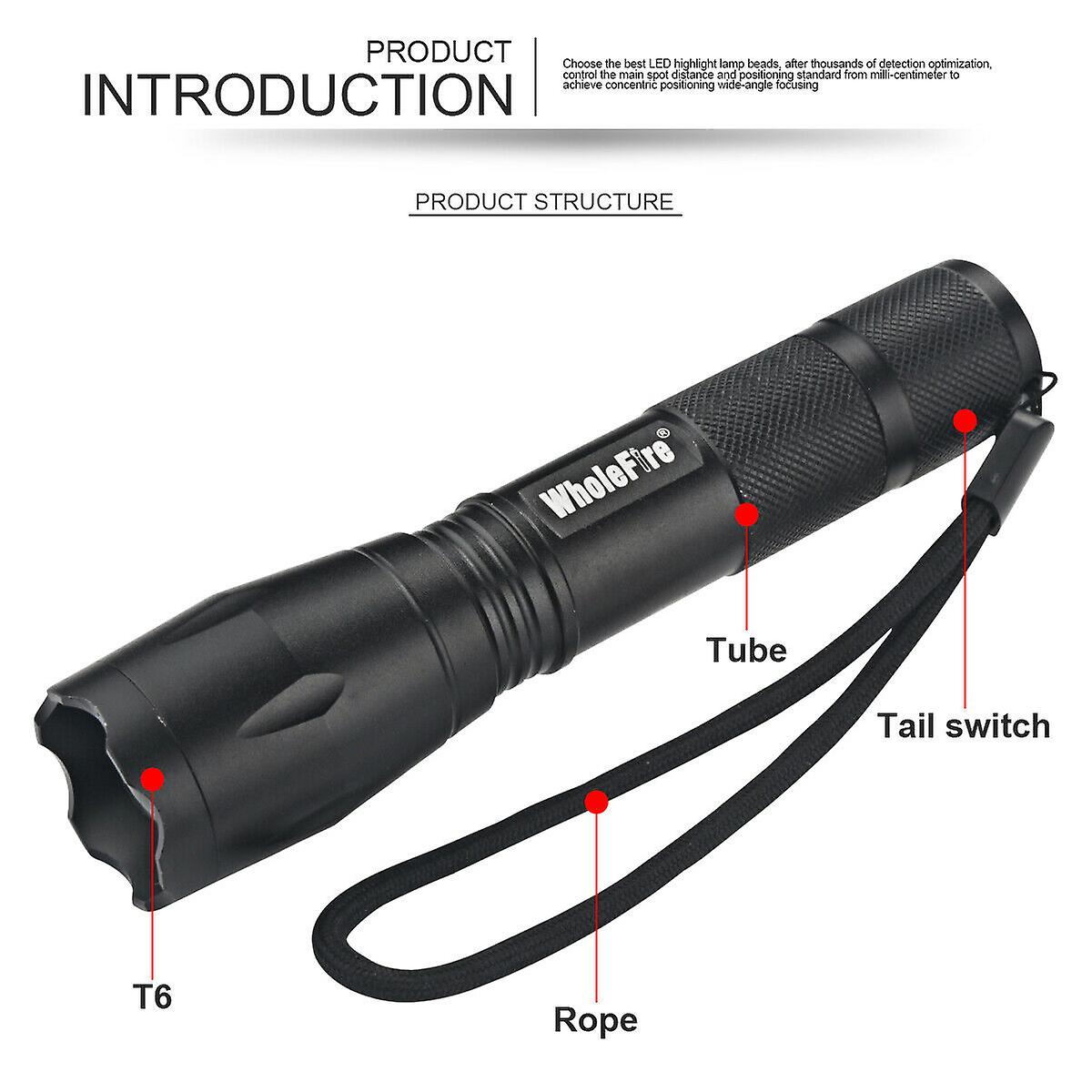 2pcs Police 2000lumens T6 Led Flashlight Mini Zoom Torch