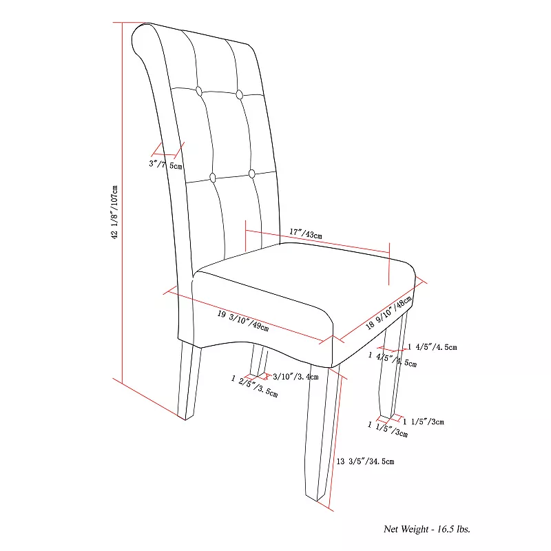 Simpli Home Cosmopolitan 2-pc. Parson Chair Set