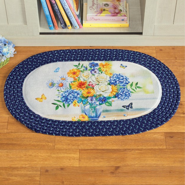 Collections Etc Butterfly And Floral Bouquet Skid resistant Accent Rug