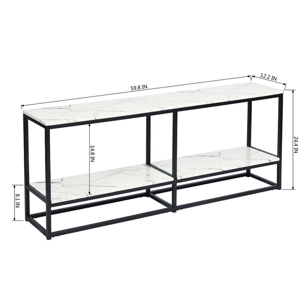 Homy Casa White Manufactured Wood Top Metal Frame TV Stand