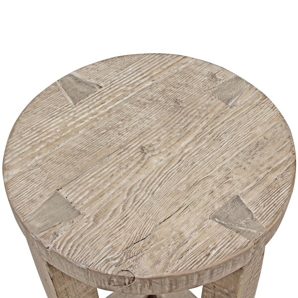 Artissance Capri Round Side Table Cross Leg Weathered Natural Wood 20x20x22