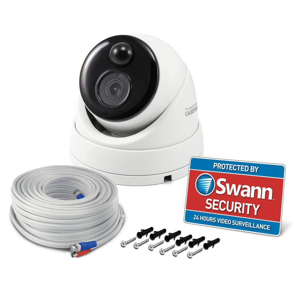 Swann 5MP Wired Dome Security Camera with PIR Motion Sensor and 100 ft. of Night Vision SWPRO-5MPMSD