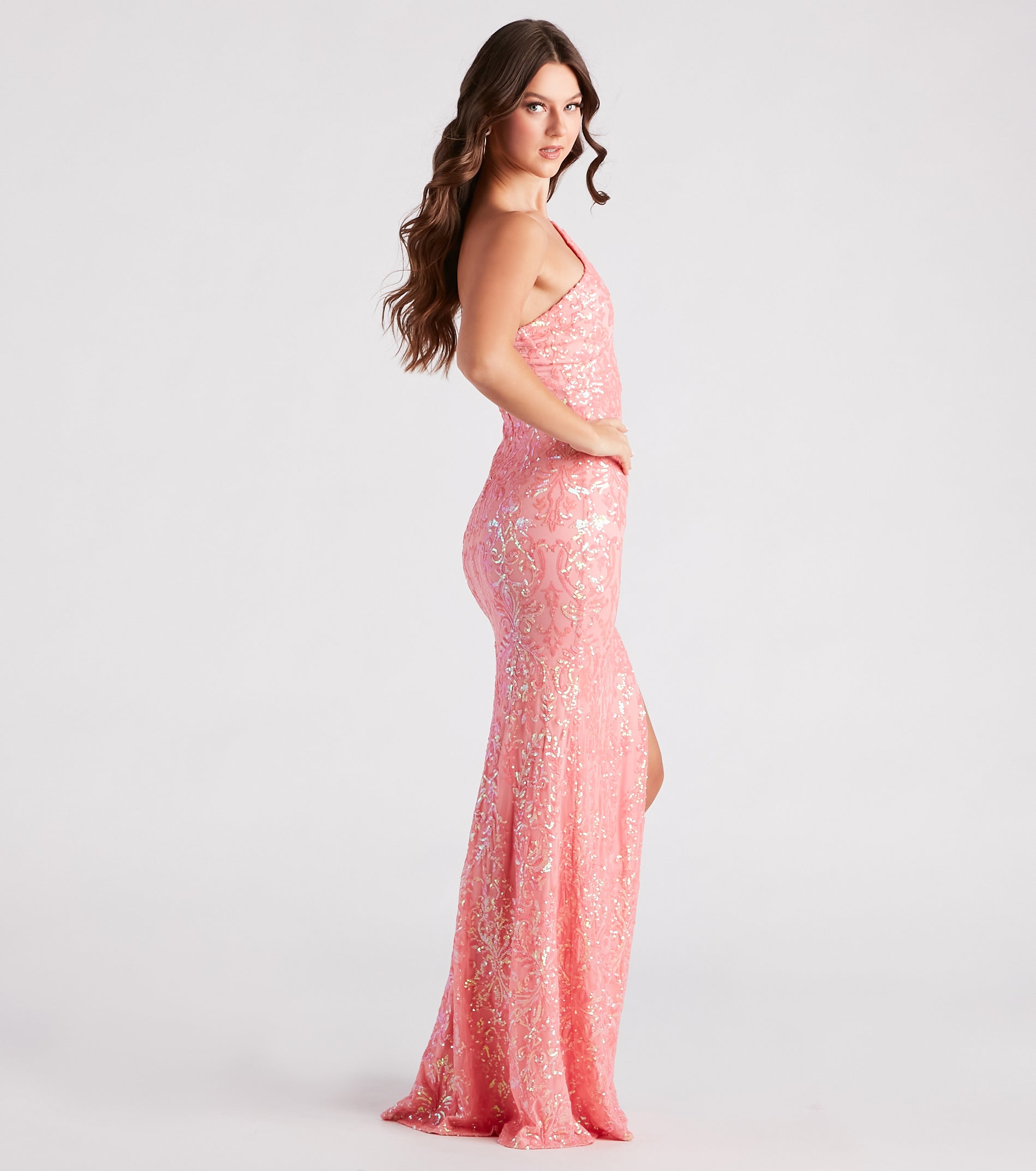 Debbie Formal Sequin Cut Out Long Dress