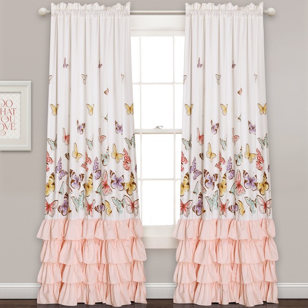 2pc Flutter Butterfly Window Curtain Set Pink Lush D cor