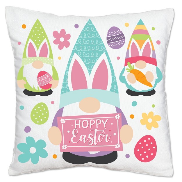 Big Dot Of Happiness Easter Gnomes Spring Bunny Party Home Decorative Canvas Cushion Case Throw Pillow Cover 16 X 16 Inches