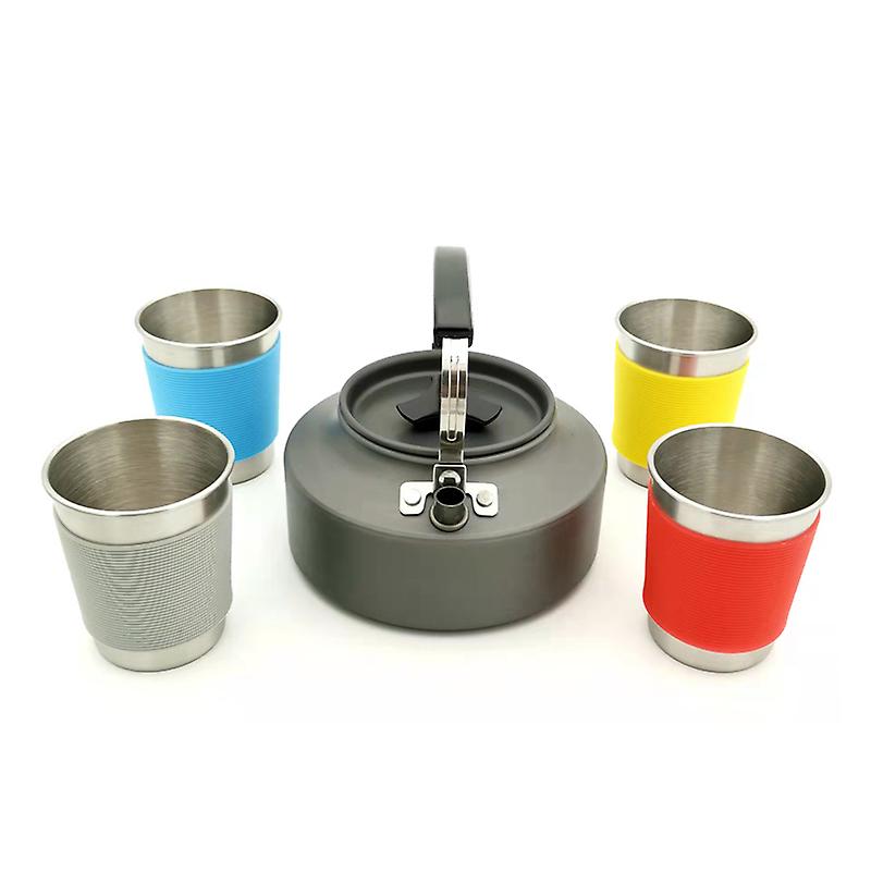 22pcs Lightwelght Outdoor Camping Soup Pots， Pans， Teapots Whit 4 Cupscamping Cooking Kit For 4 Person  Hiking Picnic