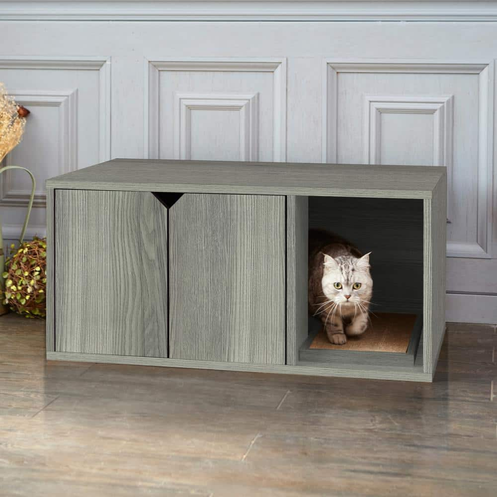 Way Basics Eco zBoard Grey Modern Cat Litter Box Enclosure Furniture PET-LITTER-GY