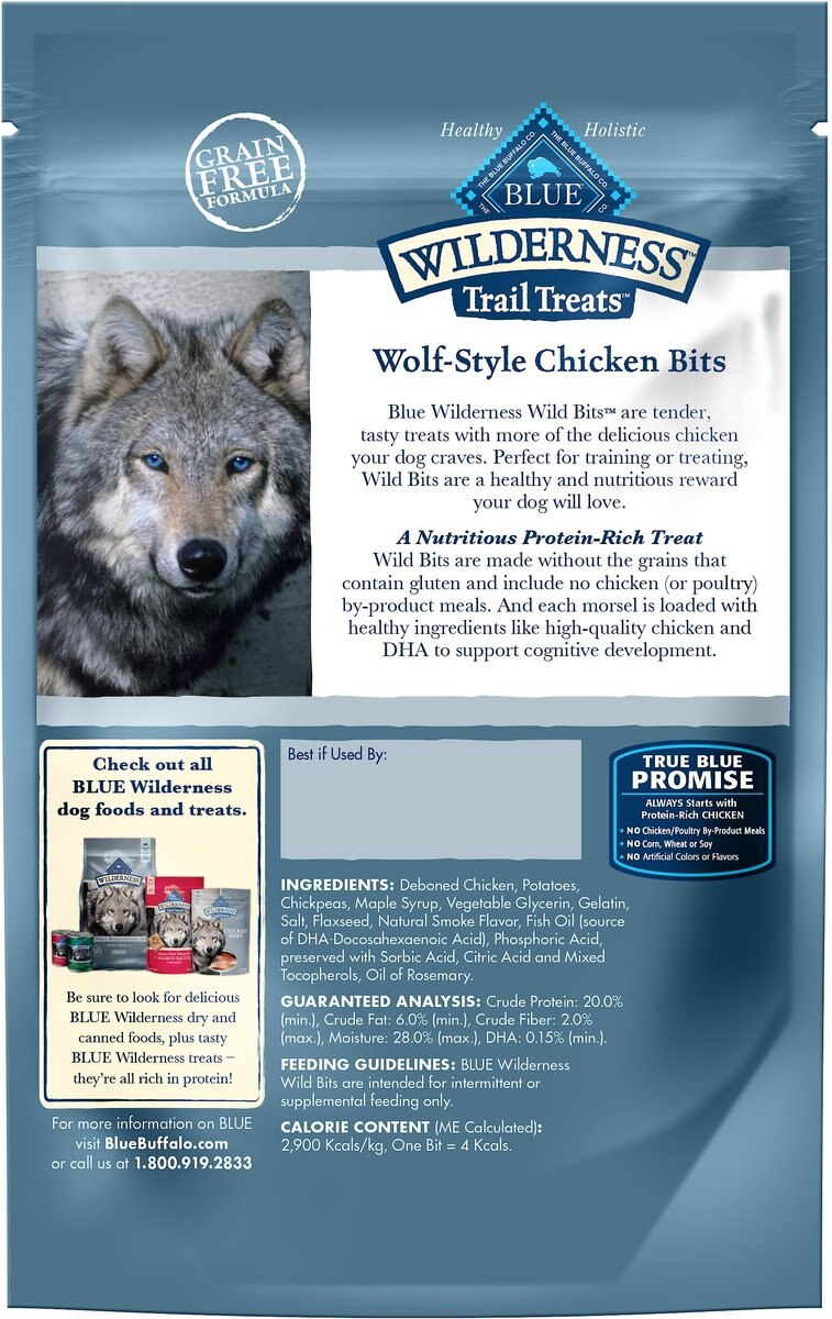 Blue Buffalo Wilderness Trail Treats Chicken Wild Bits Grain-Free Training Dog Treats