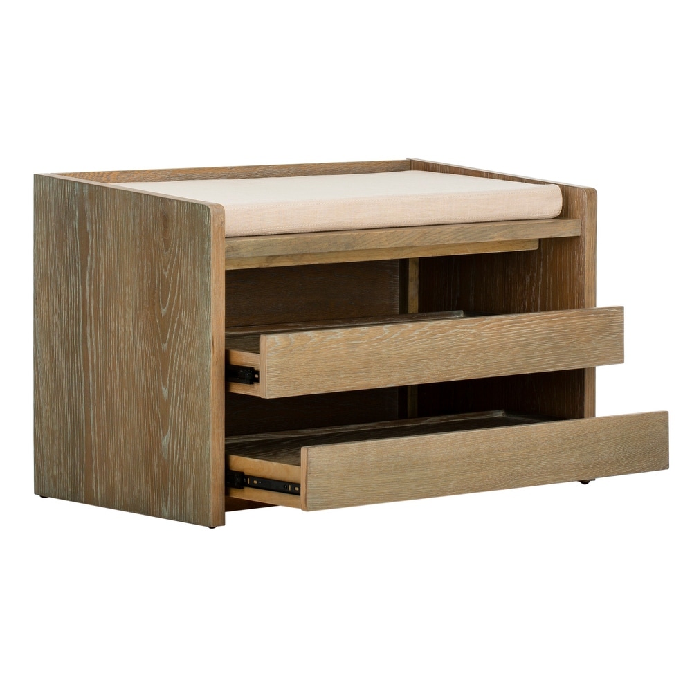 SAFAVIEH Percy Shoe Storage Bench  Rustic Oak / Beige   34\