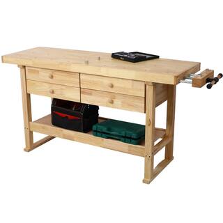 60 in. Wood Workbench with 4 Drawers Wooden Workbench for Garage Workshop and Home Workbench7