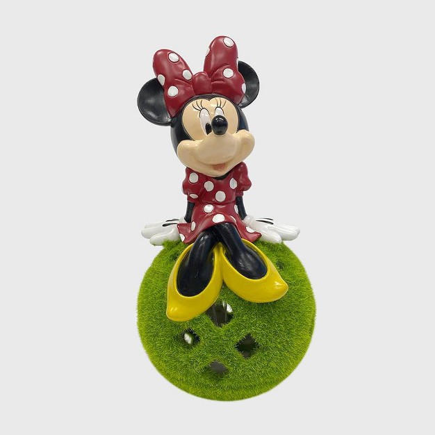 Stone Minnie Mouse Sitting On Flocked Ball Garden Statue