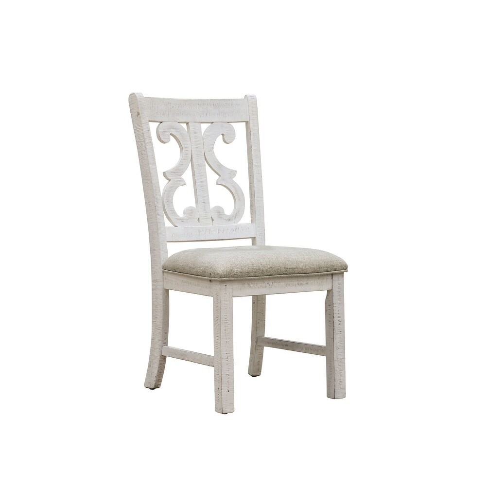 Sylmer Farmhouse Distressed White Wood 5 Piece Dining Set by Furniture of America