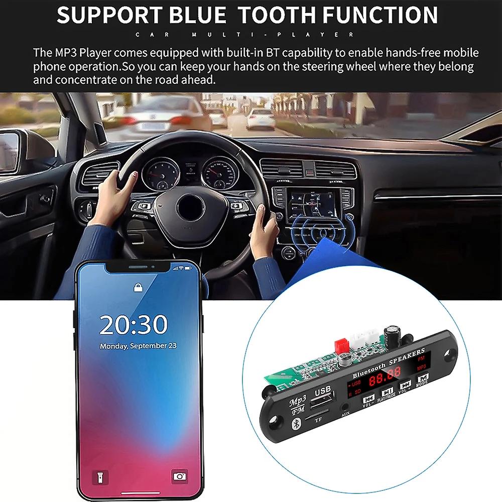 Car Audio Usb Tf Fm Radio Module Wireless Bluetooth 12v Mp3 Wma Decoder Board Support 2*15w Amplifier With Remote