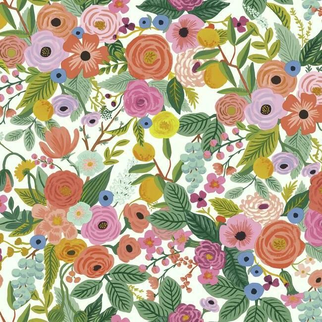 Garden Party Wallpaper in Coral and Orange from the Rifle Paper Co. Collection