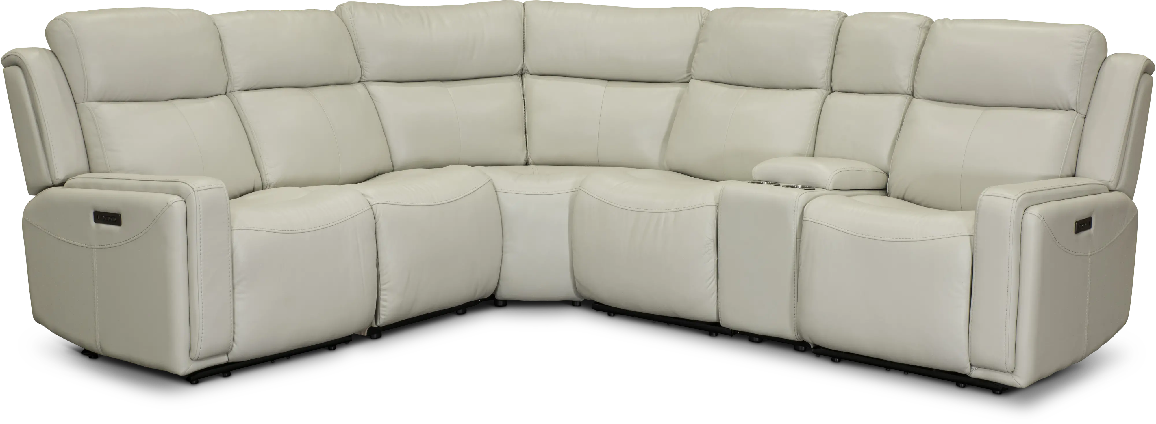 Stratus Ice White Leather-Match Power Reclining Sectional