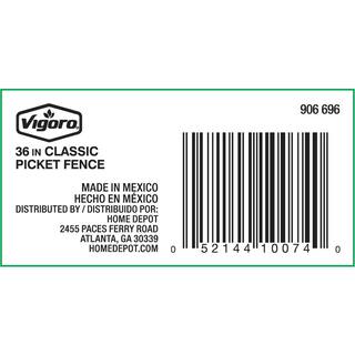 Vigoro 18 in. H 36 in. W Wood Picket Garden Fence RC 74W