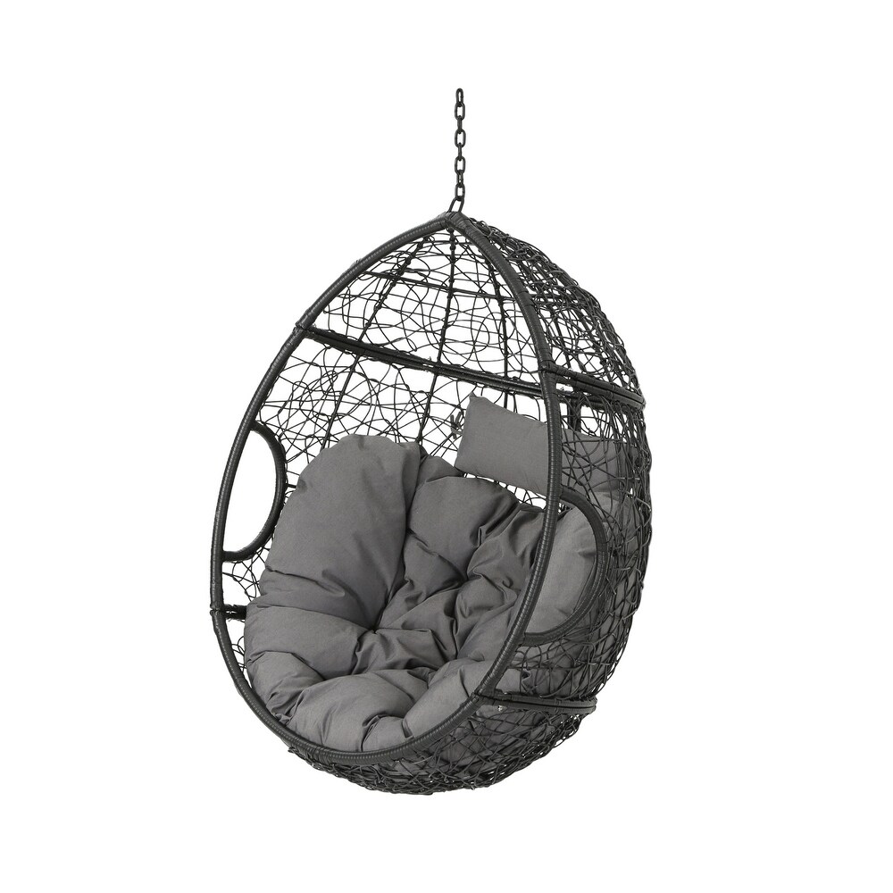 Kylie Outdoor Wicker Hanging Basket Chair by Christopher Knight Home   400 lb limit