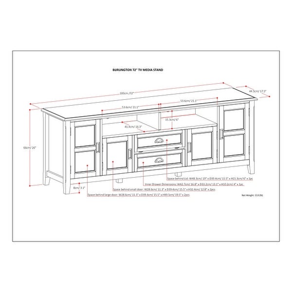 WYNDENHALL Portland SOLID WOOD 72