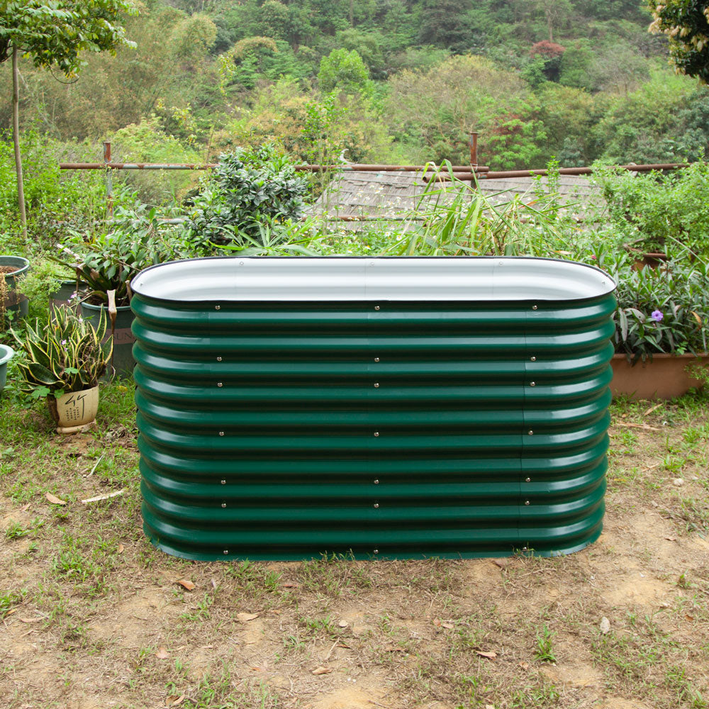 VEGEGA 32" Tall 5'x2' Modular Corrugated Metal Raised Garden Bed Kit - Dark Green (4 in 1)