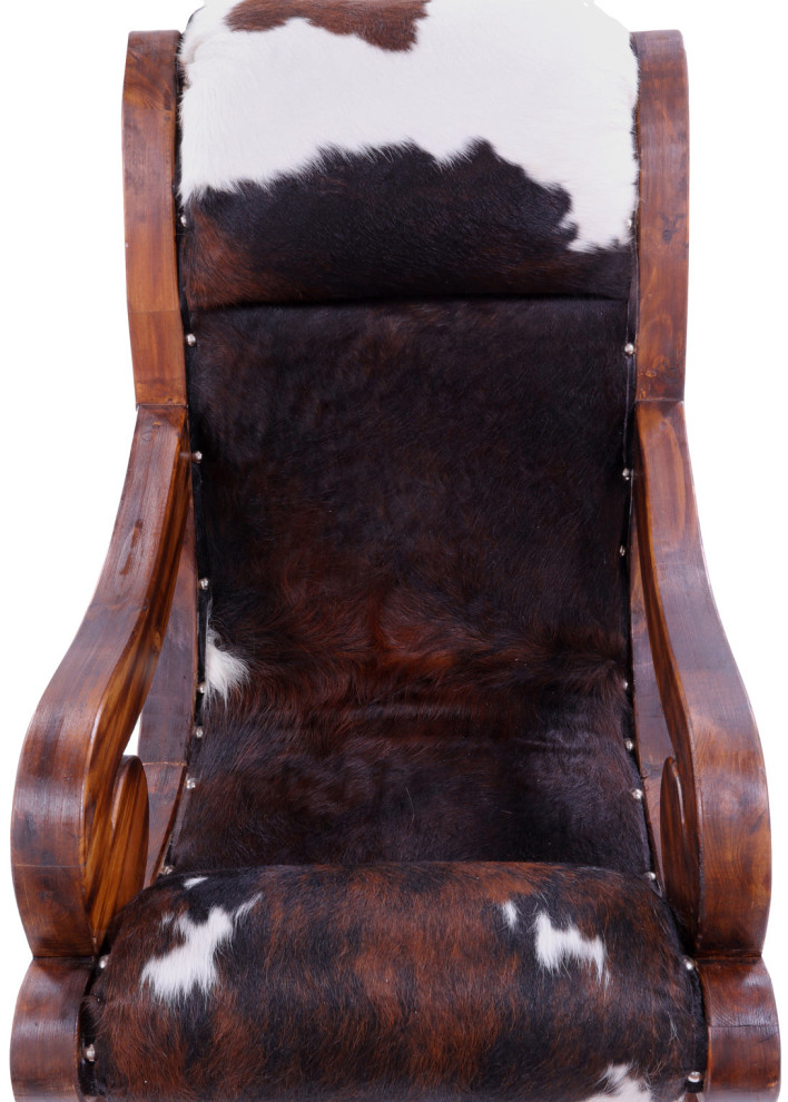 Reclaimed Wood Hair On Cowhide Handcrafted Chair C206 FC   Rustic   Armchairs And Accent Chairs   by Manhattan Rugs  Houzz