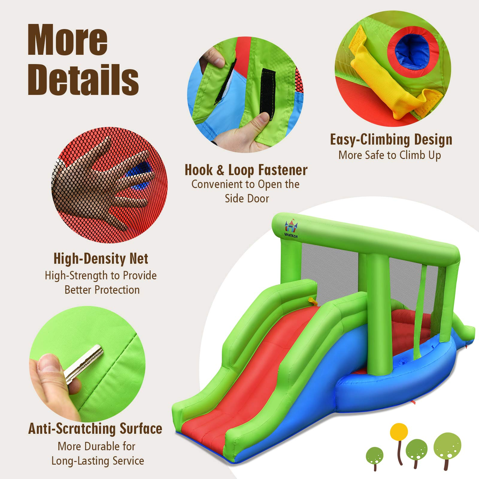 BOUNTECH Inflatable Bounce House, Kids Playhouse W/ Double Slides, Jumping Area