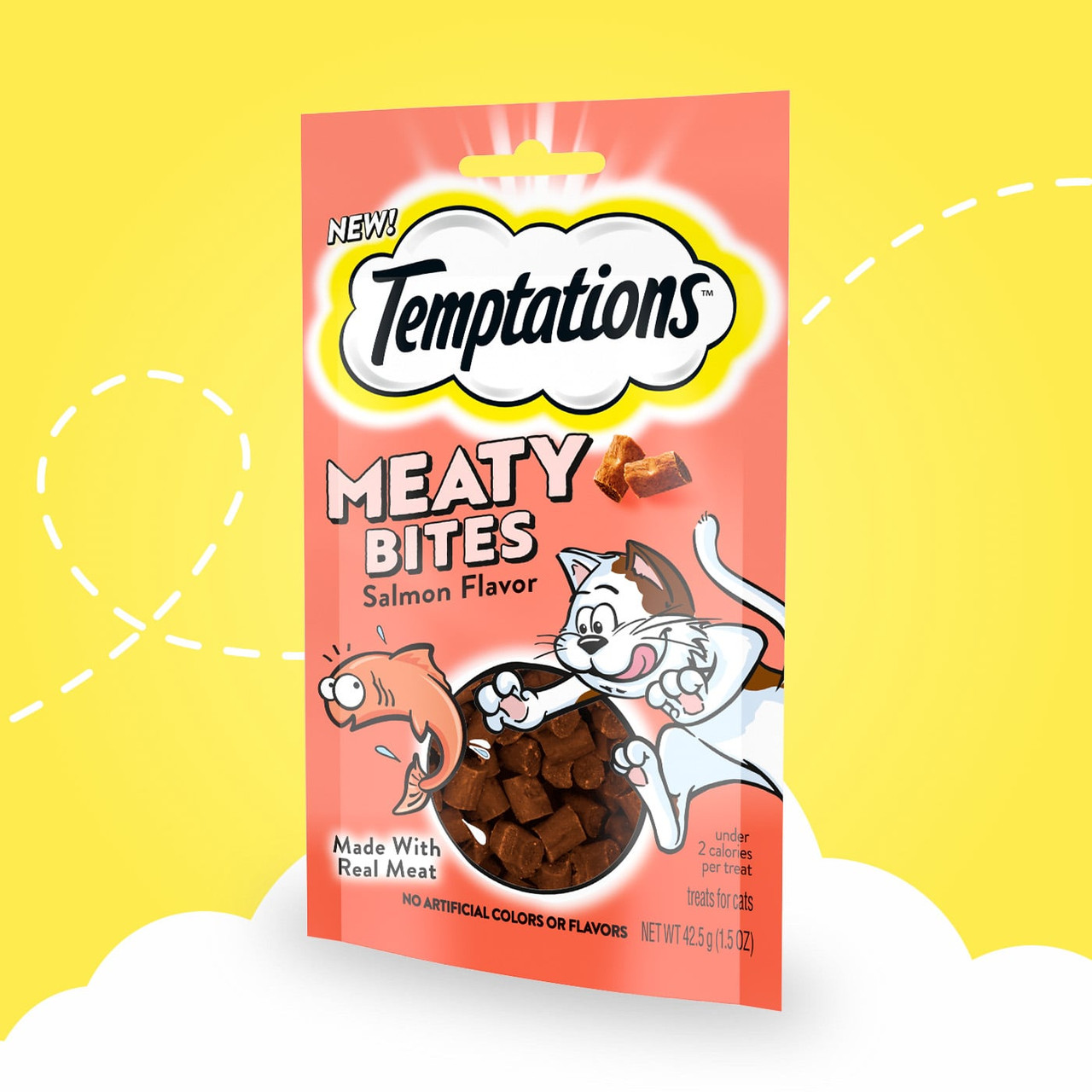 Temptations Meaty Bites Salmon Flavor Cat Treats， 1.5 Oz.