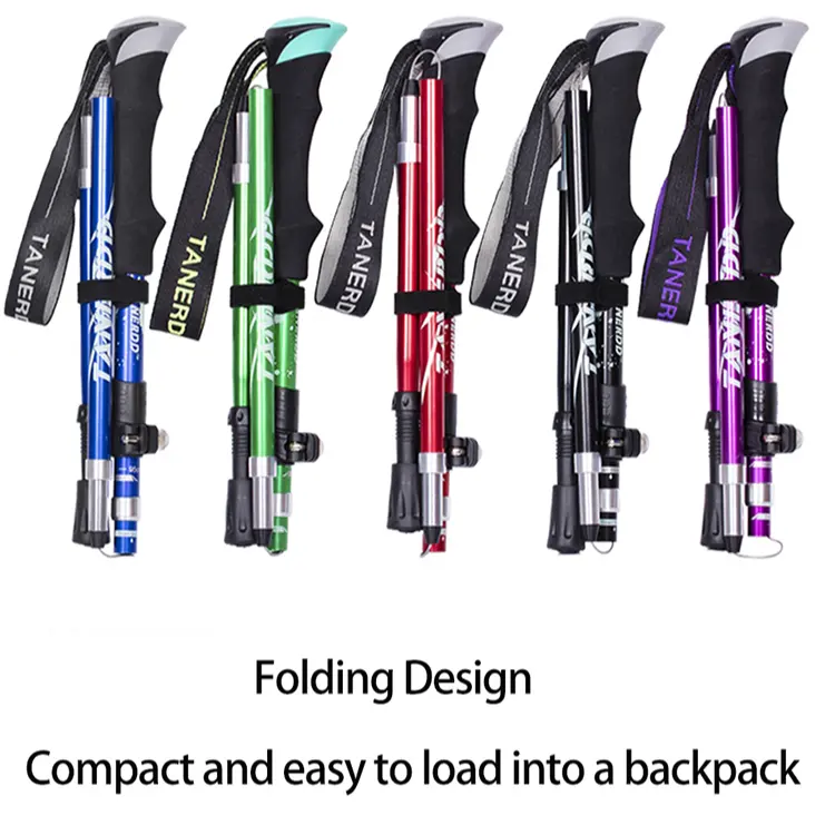 Collapsible Trekking Poles Foldable 3K Carbon Fiber Folding Trekking Poles Carbon fiber Hiking Poles Stick with Stable Twist Loc