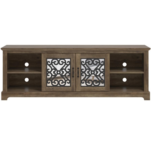 Galano Calidia 68 2 In 2 Door Tv Stand Fits Tv x27 s Up To 75 In In Knotty Oak With Gray Stone Dusty Gray Oak With Gray Stone