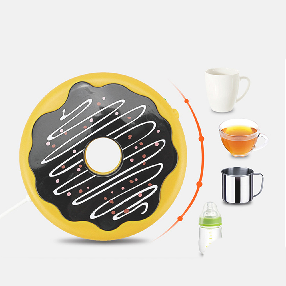 Yesbay Doughnut Shape USB Heating Thermal Insulation Coffee Cup Mug Pad Warmer Mat，Yellow