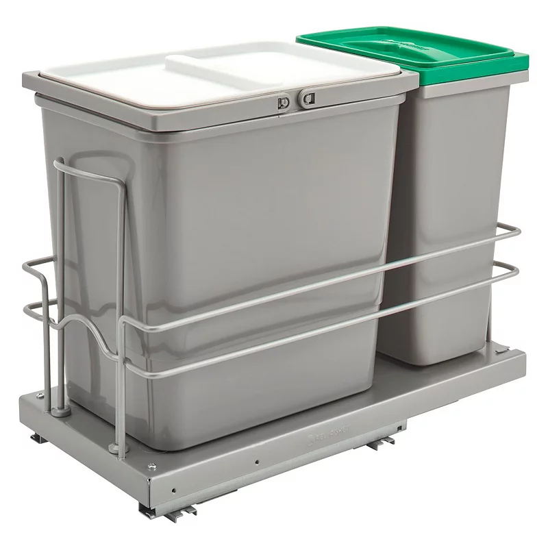 Rev-A-Shlef Double Pull Out Trash and Recycle Bins for Sink Base， 5SBWC-815S-1