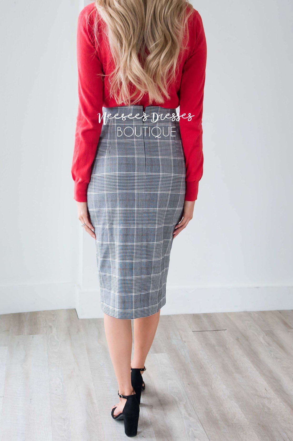 Button Front Glenn Plaid Skirt