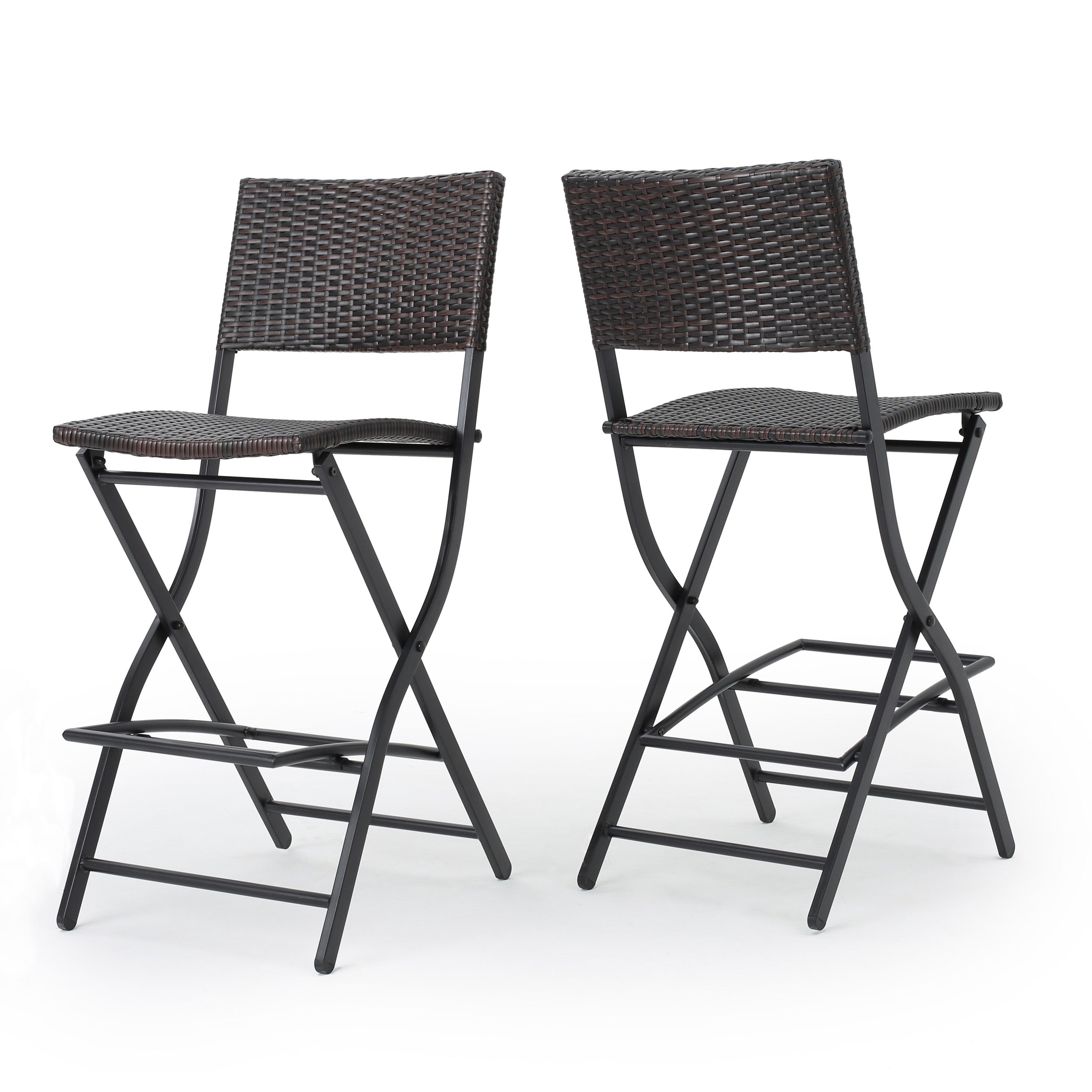 Marinelli Outdoor Multibrown Wicker 28-Inch Barstools (Set of 2)