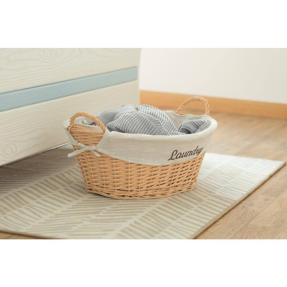 Vintiquewise Willow Laundry Hamper Basket with Liner and Side Handles QI003689