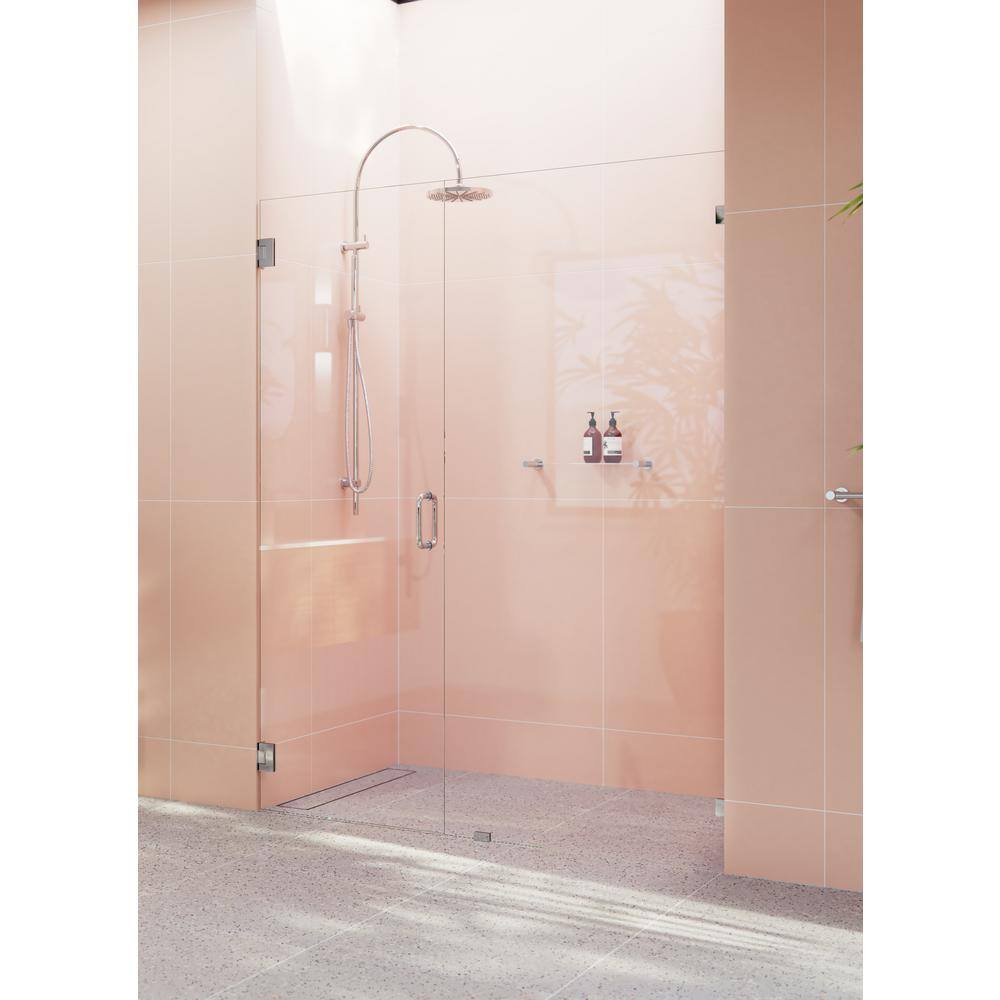 Glass Warehouse Illume 57.75 in. W x 78 in. H Wall Hinged Frameless Shower Door in Chrome Finish with Clear Glass GW-WH-57-75-CH