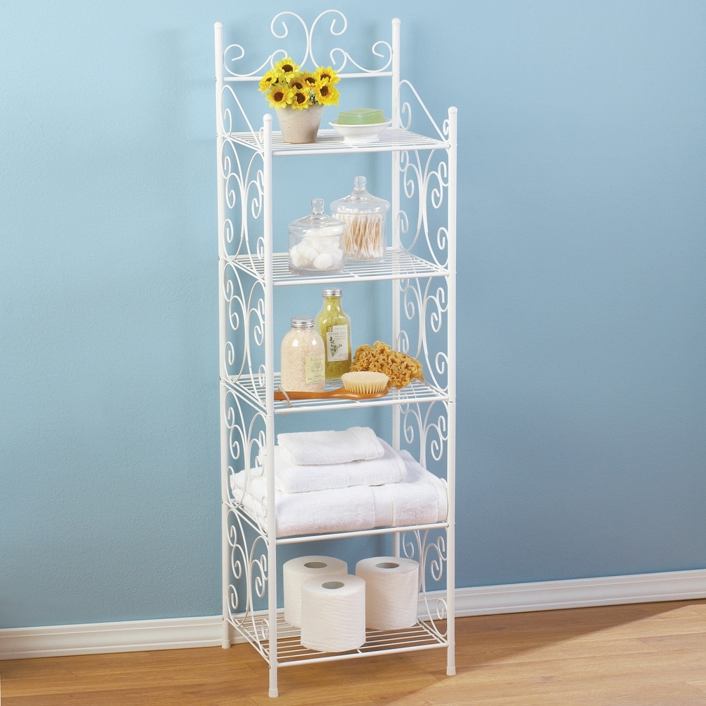 Scrollwork 5 Tier Storage Shelf   27.750 x 13.000 x 3.500