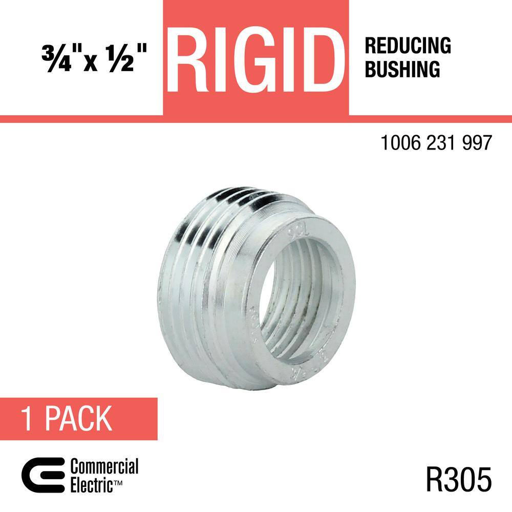 Commercial Electric 34 in. x 12 in. Rigid Metal Conduit (RMC) Reducing Bushing FRBRS-75X50-1