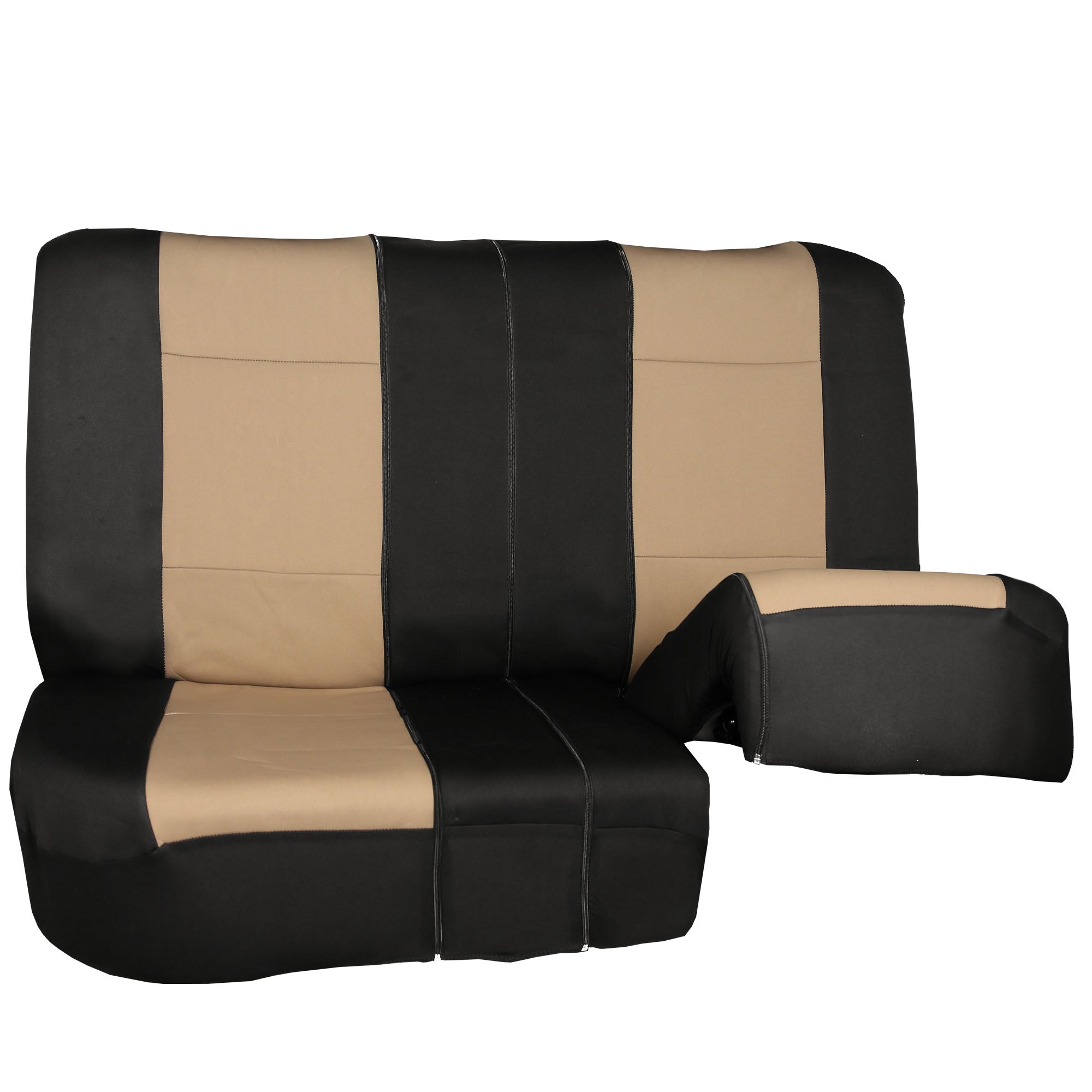 FH Group Neoprene Car Seat Covers Beige for Auto SUV CAR w/ Black  Mats