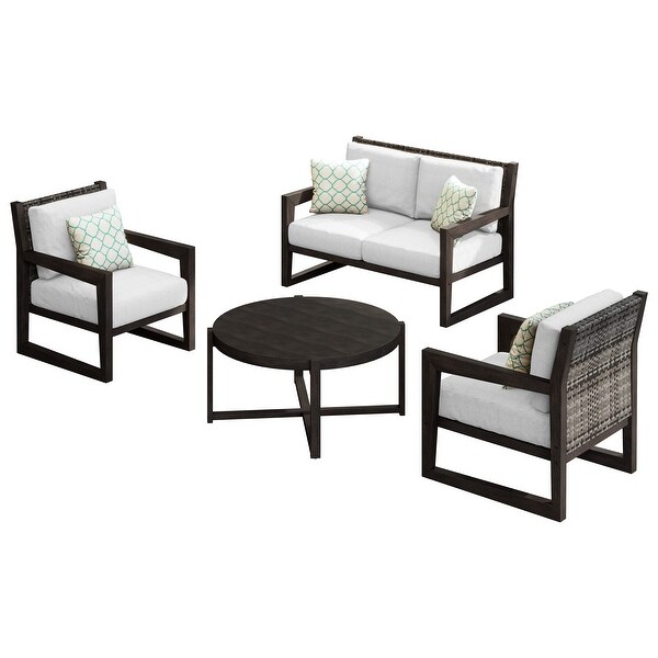 Corvus Augusta 4piece Patio Conversation Set with Sunbrella Pillows