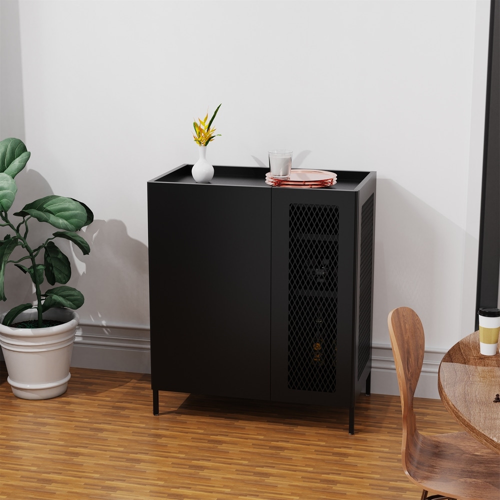 Metal Sideboard Cabinet with Mesh Element Doors