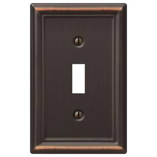 Hampton Bay Ascher 1 Gang Toggle and 1 Gang Duplex Steel Wall Plate Combo Pack - Aged Bronze 149TDBHB-DDBHB