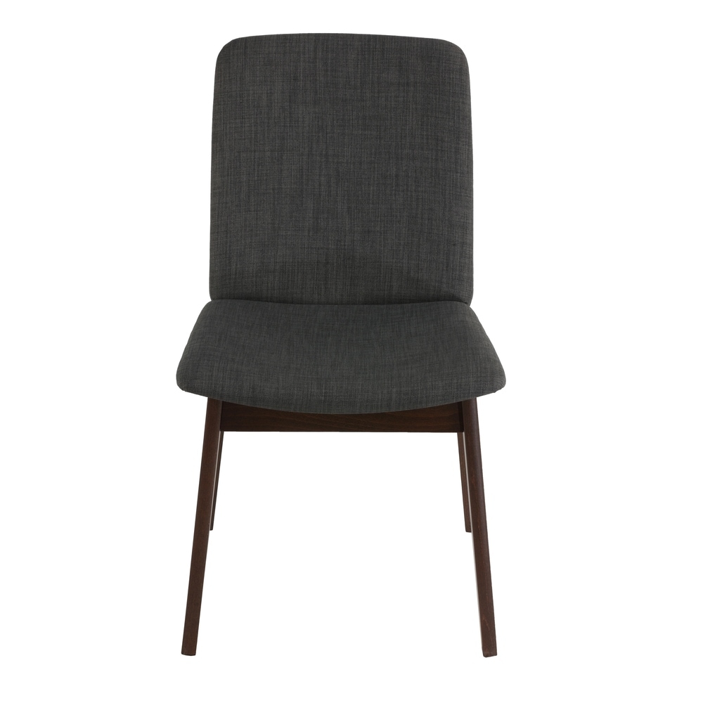 Cortesi Home Bjorn Dining Chair in Charcoal Fabric  Walnut Finish (Set of 2)